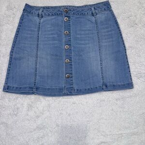 Denim Button-Front Skirt
